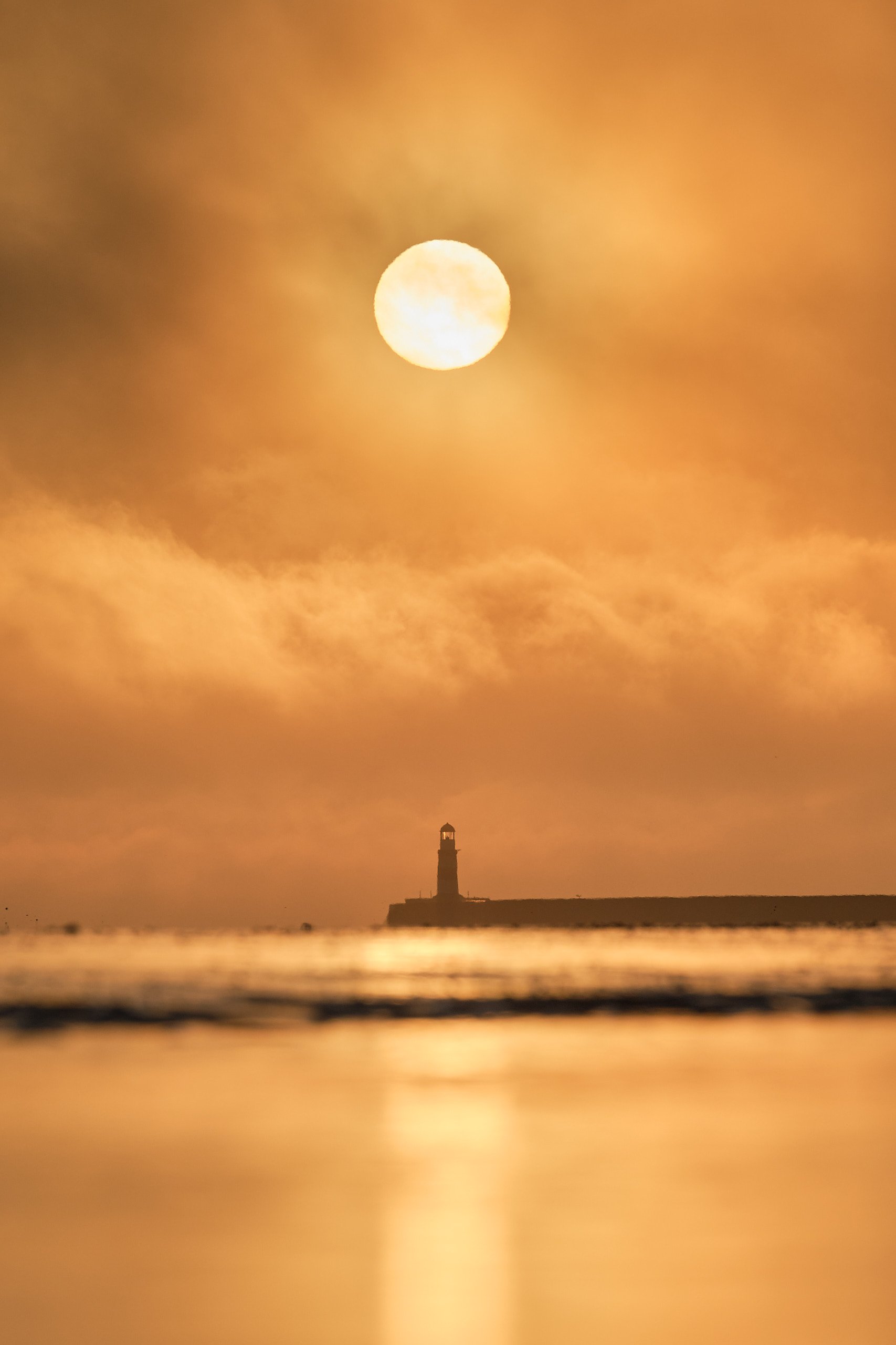 Seaham Pier lighthouse at sunrise