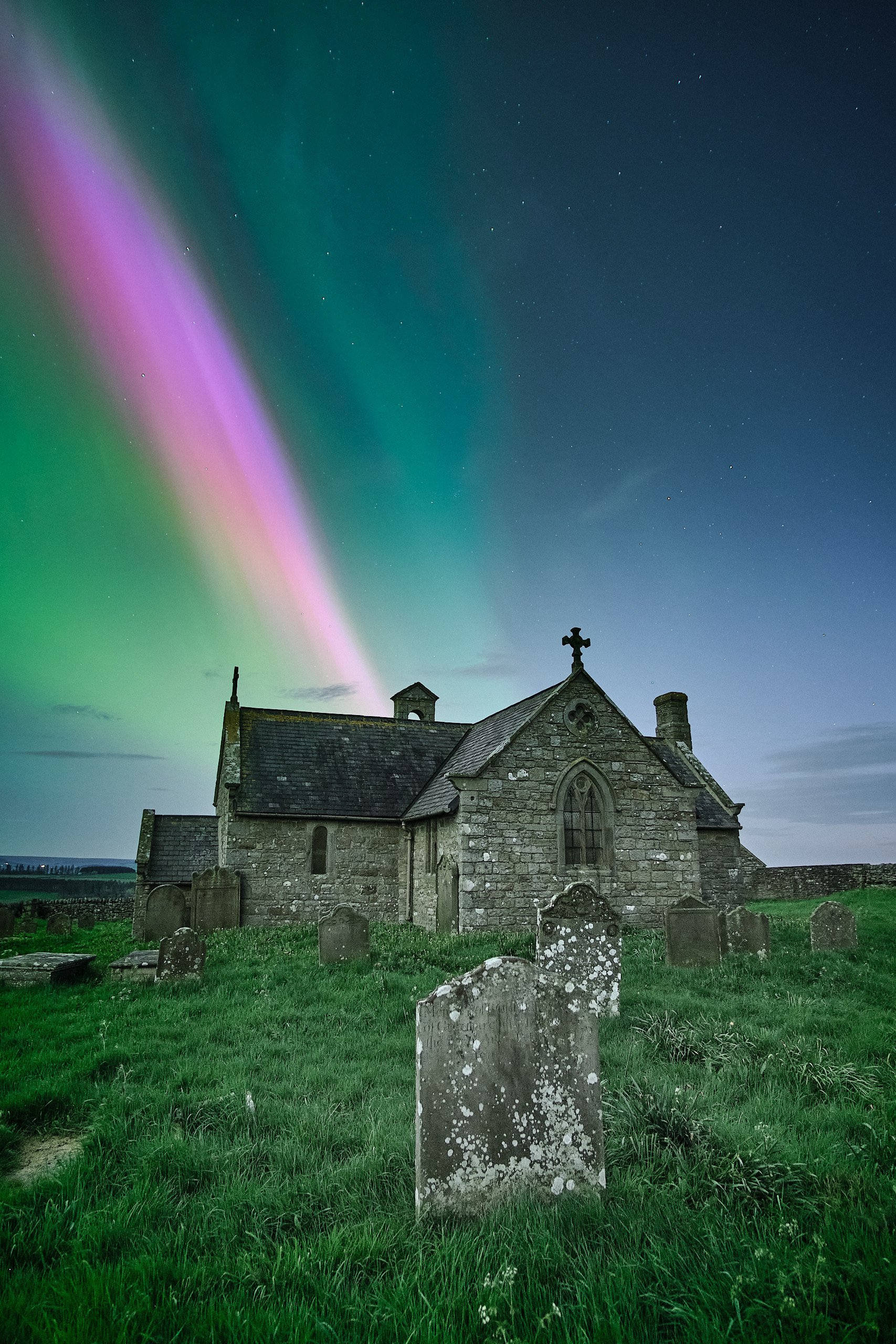 Aurora over St Andrew's Church, Shotley