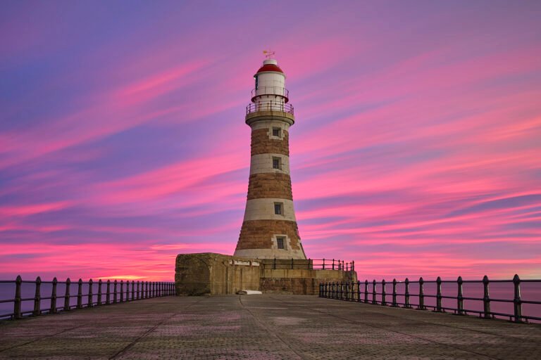 Roker Pier Lighthouse at sunrise, Roker, Sunderland - April, Sunderland Calendar 2027